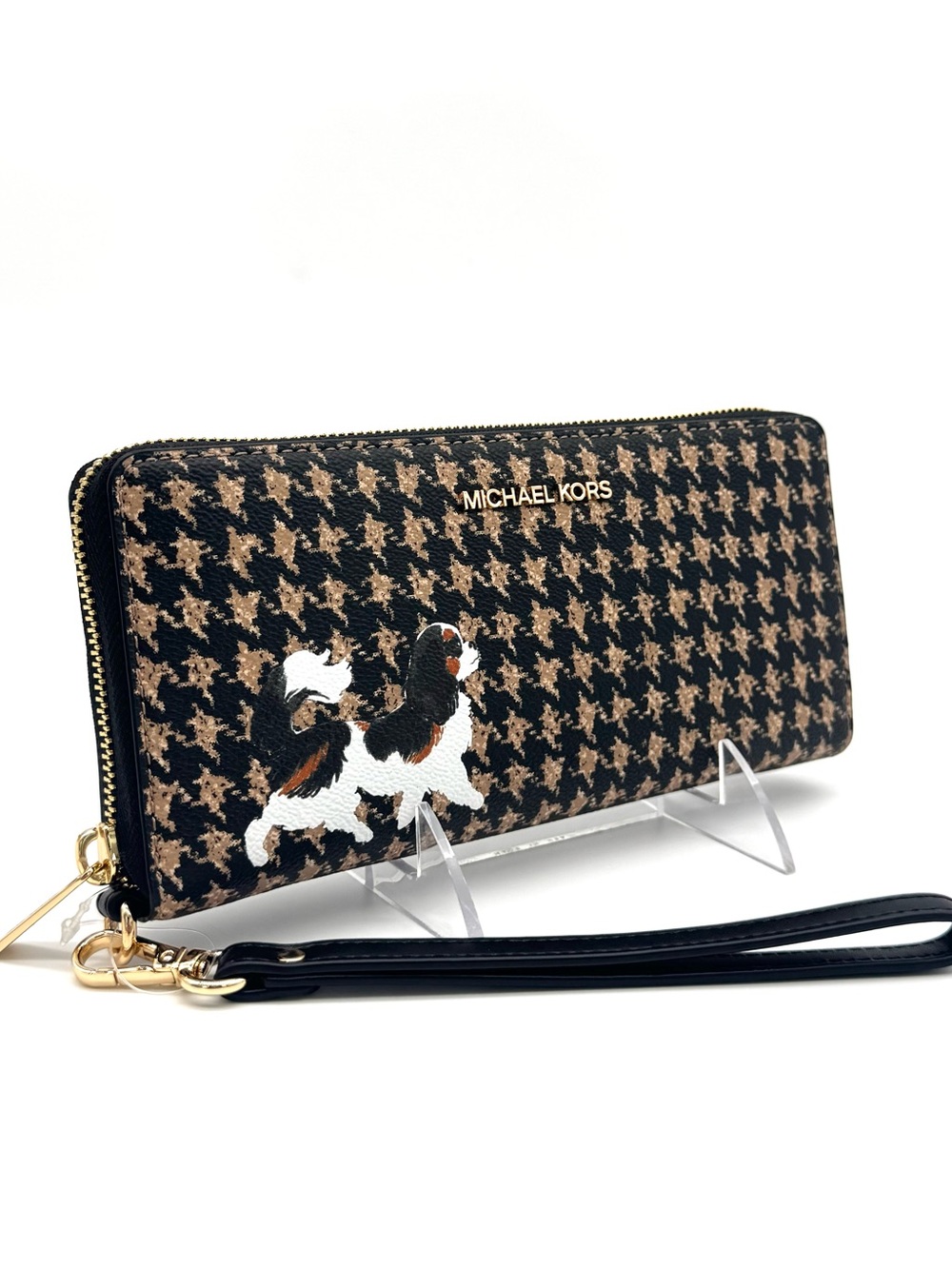 Michael Kors Large Continental Wallet Wristlet Black/Camel